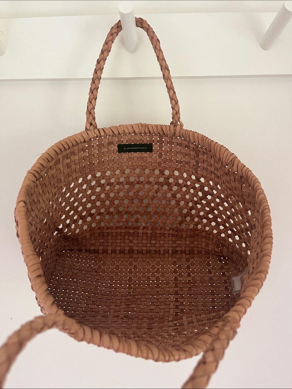 Woven genuine leather Anthropologie tote. Dragon diffusion style. - Picture 3 of 5